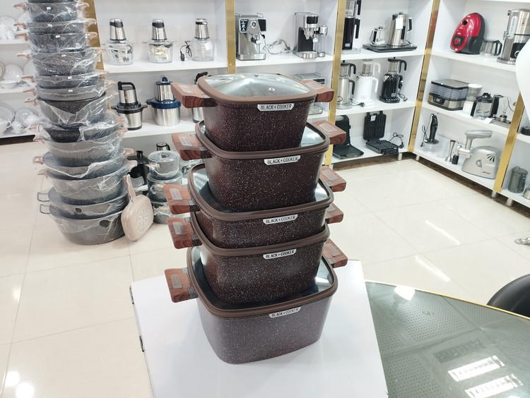 سرویس قابلمه تمام گرانیت 10 پارچه طرح مربع مدل BC-10