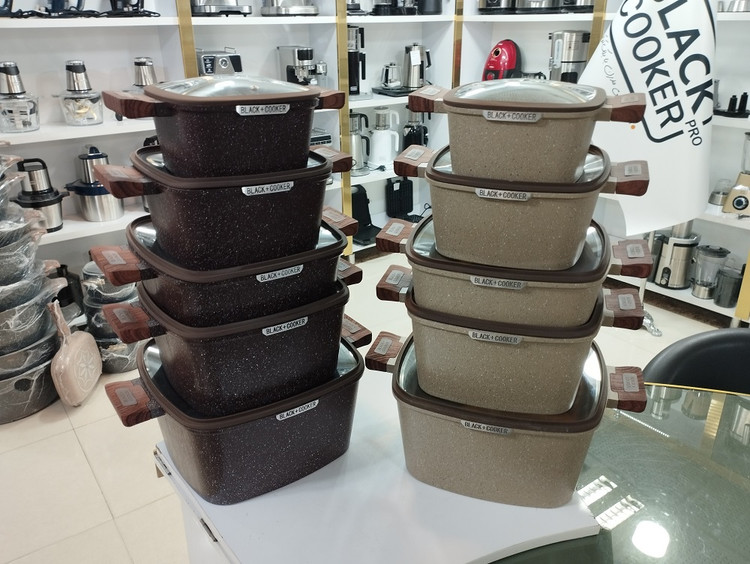 سرویس قابلمه تمام گرانیت 10 پارچه طرح مربع مدل BC-10