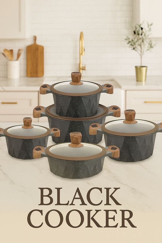 سرویس قابلمه تمام گرانیت 10 پارچه طرح دایره مدل BC-10